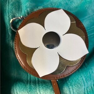 Brown and White Floral coin purse.
